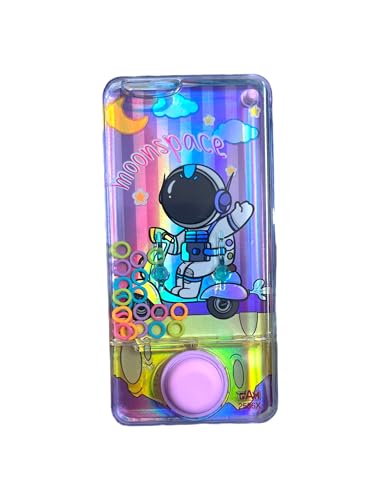 BLUECHOLON Space Wasserspiel mit Ringen, 3 Astronauten mit Meteorit, Motorrad und Rakete, Geschicklichkeitsspielzeug für Reisen, 14 x 7 cm (Astronaut Motorrad) von BLUECHOLON