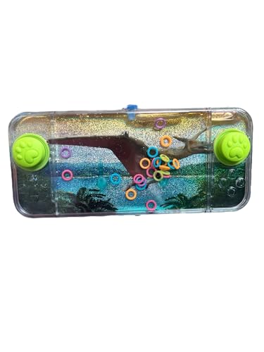 Dinosaurier-Wasserspiel, 2 Knöpfe, bunte Ringe, Reisespielzeug für Kinder, T-Rex und Velociraptor (Pterosaurus 3-3) von BLUECHOLON