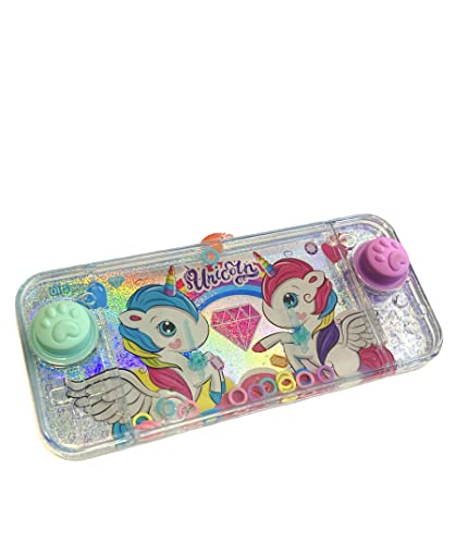 BLUECHOLON Mini-Wasserspiele, Ringwasserspiele für Mädchen und Jungen, Reisespiel, Aguaplay, Water Geme. Aqua Play (Einhorn 2 Knöpfe Grün-Violett) von BLUECHOLON
