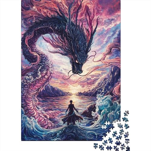 Drache Puzzles 1000 Teile Schwer Puzzle Spielzeug Pädagogisches Spiel Impossible Herausforderungsspielzeug Für Erwachsene Kinder 1000pcs (75x50cm) von BLWZXPQMT
