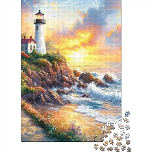 Küste Leuchtturm Puzzle 1000 Teile Schwer Puzzle Spielzeug Pädagogisches Spiel Impossible Herausforderung Spielzeug Für Erwachsene Kinder 1000pcs (75x50cm) von BLWZXPQMT