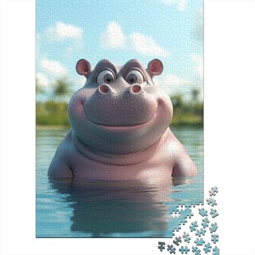 Nilpferd Puzzle 1000 Teile Schwer Puzzle Spielzeug Lernspiel Impossible Herausforderungsspielzeug Für Erwachsene Kinder 1000pcs (75x50cm) von BLWZXPQMT