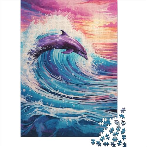 Oil Painting Delphin Puzzle 1000-teilige Schwer Puzzle Spielzeug Pädagogisches Spiel Impossible Herausforderungsspielzeug Für Erwachsene Und Kinder Ab 14 Jahren 1000pcs (75x50cm) von BLWZXPQMT