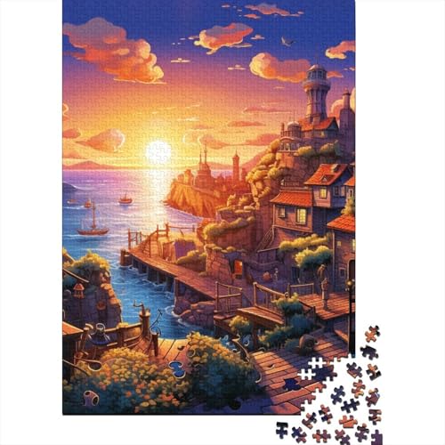 Sonnenuntergang über der Bucht Puzzles 1000 Teile Schwer Puzzle Spielzeug Lernspiel Impossible Herausforderung Spielzeug Für Erwachsene Und Kinder Ab 14 Jahren 1000pcs (75x50cm) von BLWZXPQMT