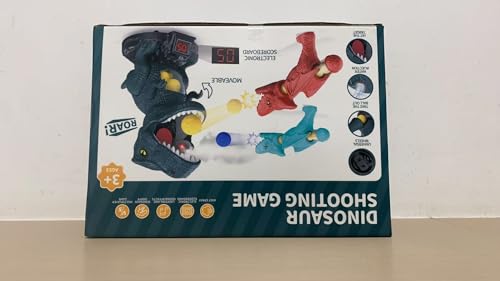BLmukce Dinosaurier Schießspielzeug für Jungen 2 3 4 5 6 7 Jahre alt, 2 Luftpumpe Launcher, bewegliches Ziel & 48 Schaumkugeln, Outdoor/Hinterhof Spiele mit LED Score & Sound von BLmukce