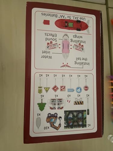 BLmukce Flugzeug Spielzeug, Kinder Rennstrecke Auto mit einzigartigem Spray-Effekt, Lichter & Musik, Reibung angetriebenes Rad von BLmukce