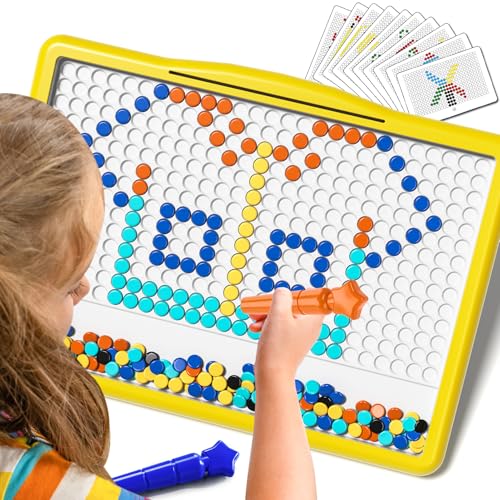 BLmukce Großes magnetisches Zeichenbrett für Kinder, Kleinkind Doodle Brett mit 200 Perlen, 2 Stifte & 20 Muster Broschüren, Montessori Dot Art Reisespielzeug, Bildungsspielzeug für 2 3 4 5 6 Jahre von BLmukce