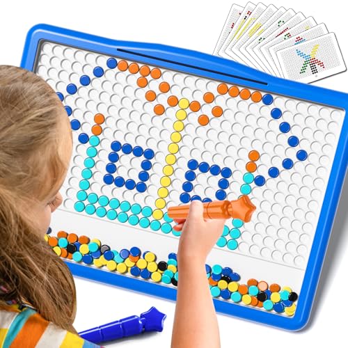 BLmukce Großes magnetisches Zeichenbrett für Kinder, Kleinkind Doodle Brett mit 200 Perlen, 2 Stifte & 20 Muster Broschüren, Montessori Dot Art Reisespielzeug, Bildungsspielzeug für 2 3 4 5 6 Jahre von BLmukce