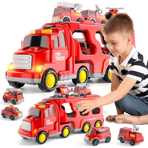 Toys Truck de Transport für 3-6 Jahre, Feuerwehr 7 in 1 mit Klang und Licht Truck Spielzeug Kind Auto Geschenk Geburtstag Fahrzeuge, Reibung Kraft Spielzeug für Jungen Mädchen 1 2 3 4 5 6 Jahre Toys Truck de Transport für 3-6 Jahre, Feuerwehr 7 in 1 mit Klang und Licht Truck Spielzeug Kind Auto Geschenk Geburtstag Fahrzeuge, Reibung Kraft Spielzeug für Jungen Mädchen 1 2 3 4 5 6 Jahre von BLmukce