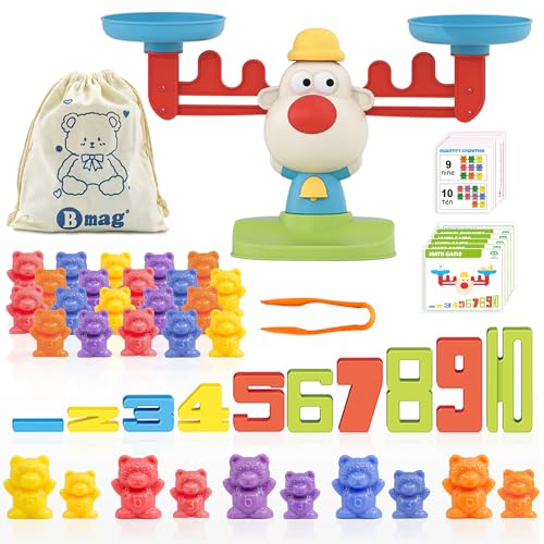 Bmag Balance 3 in 1 Mathe Spielzeug, Mathematik Lernspiel für Kinder, MINT Lernaktivitäten, Lernspielzeug mit 30 Bären, 10 Zahlenblöcken, 1 Pinzette, 11 Bmag Balance 3 in 1 Mathe Spielzeug, Mathematik Lernspiel für Kinder, MINT Lernaktivitäten, Lernspielzeug mit 30 Bären, 10 Zahlenblöcken, 1 Pinzette, 11 von BMAG