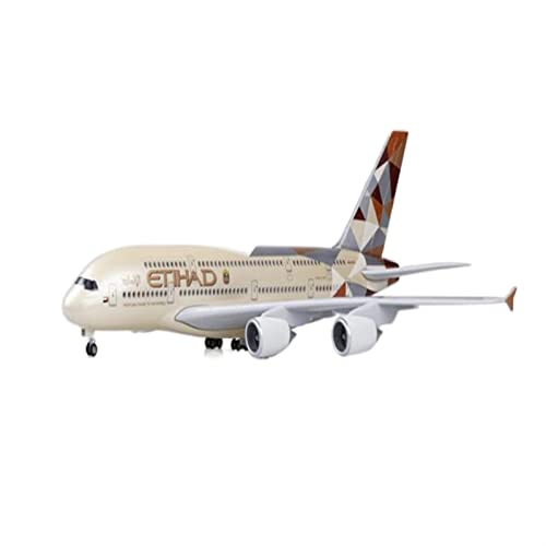 BMAONZ Kleinen Modellflugzeugen 1 160 Passend Für 380 A380 ETIHAD Flugzeugmodelllichter Und Räder Flugzeug-Sammlerornamente Aus Druckgussharz Miniatur Modelle(A) von BMAONZ