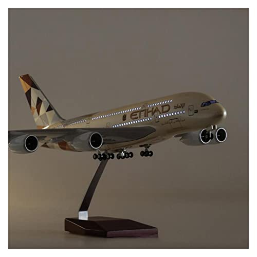 BMAONZ Kleinen Modellflugzeugen 1 160 Passend Für 380 A380 ETIHAD Flugzeugmodelllichter Und Räder Flugzeug-Sammlerornamente Aus Druckgussharz Miniatur Modelle(B) von BMAONZ