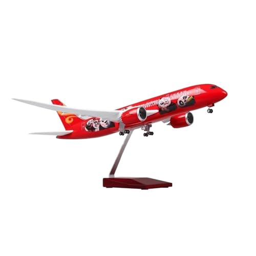 BMAONZ Kleinen Modellflugzeugen 43 cm Für Hainan Airlines 787 Spielzeugflugzeug Druckgussmodell Harzflugzeug Mit Leuchträdern Ornamente Miniatur Modelle(Red with Light) von BMAONZ