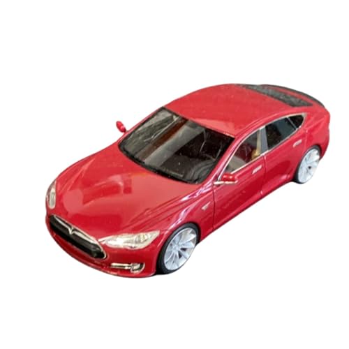BMAONZ Miniatur Motorfahrzeug-Modelle 1/43 Für Tesla Model S Harz Auto Modell Statische Legierung Auto Sammler Rot Klassische Serie Fertigmodell von BMAONZ