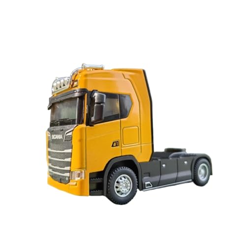 Miniatur Motorfahrzeug-Modelle 1/50 Für Legierung Diecast LKW Kopf Auto Modell Spielzeug Simulation Engineering Transport Fahrzeug Pull Container Kopf Fertigmodell(Yellow) von BMAONZ