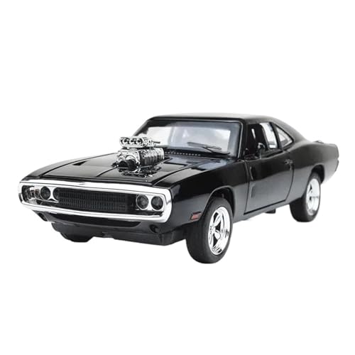 Miniatur Motorfahrzeug-Modelle 1:32 Für Simulation 1970 Dodge Charger Legierung Sportwagen Modell Sound Licht Zurückziehen Luxus Auto Spielzeug Ornamente Fertigmodell(Black) von BMAONZ
