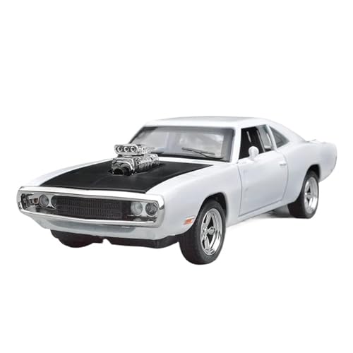 Miniatur Motorfahrzeug-Modelle 1:32 Für Simulation 1970 Dodge Charger Legierung Sportwagen Modell Sound Licht Zurückziehen Luxus Auto Spielzeug Ornamente Fertigmodell(Silver) von BMAONZ