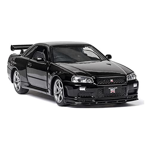 BMAONZ Miniatur Motorfahrzeug-Modelle Maßstab 1 32 Für Nissan-GTR R35 Zurückziehen Von Sound Und Licht Automodell Simulation Legierung Diecast Auto Simulation Auto Fertigmodell(Schwarz) von BMAONZ