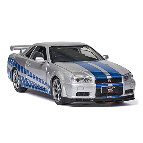 BMAONZ Miniatur Motorfahrzeug-Modelle Maßstab 1 32 Für Nissan-GTR R35 Zurückziehen Von Sound Und Licht Automodell Simulation Legierung Diecast Auto Simulation Auto Fertigmodell(White) von BMAONZ