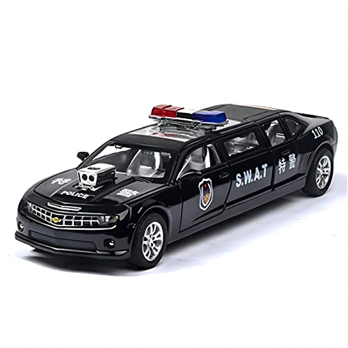 Für Chevrolet Hornet Camaro 1 32 Alu-Polizeiautomodell Sound Und Licht Ziehen Kinderspielzeugfahrzeug Zurück(Schwarz) von BMAONZ