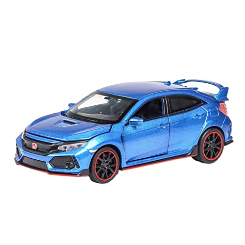 Für Honda Civic Type-R 1 32 Leichtmetall-Rennwagenmodell Sound Und Licht Pull Back Boy Spielzeugfahrzeug Geschenk(Blau) von BMAONZ