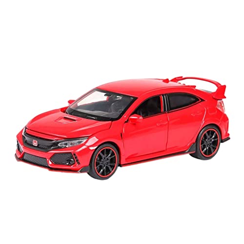 Für Honda Civic Type-R 1 32 Leichtmetall-Rennwagenmodell Sound Und Licht Pull Back Boy Spielzeugfahrzeug Geschenk(Rot) von BMAONZ