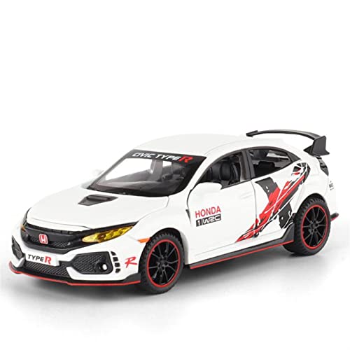 Für Honda Civic Type R Mugen RR 1 32 Legierung Automodell Sound Light Pull Back Spielzeug Geschenk Sammlung Dekoration(White) von BMAONZ