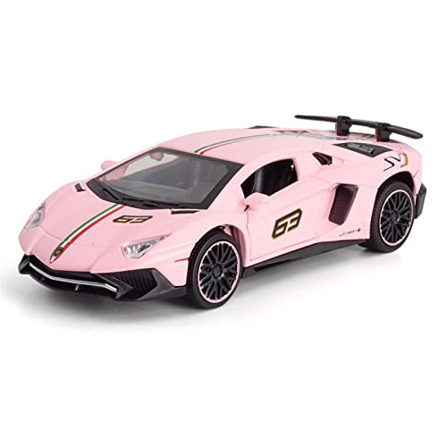 Für Lamborghini LP 780 SVJ 1 32 Legierung Automodell Simulation Sound Licht Sammlerstücke Kinder Spielzeug Geschenk(Rosa) von BMAONZ