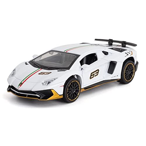 Für Lamborghini LP 780 SVJ 1 32 Legierung Automodell Simulation Sound Licht Sammlerstücke Kinder Spielzeug Geschenk(White) von BMAONZ