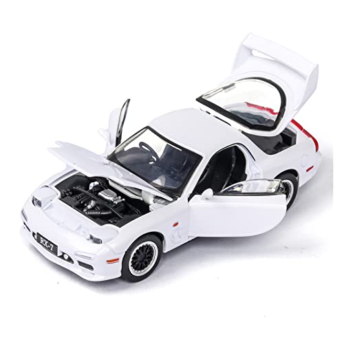 Für Mazdas RX-7 1 32 Alu-Geländewagenmodell Sound Light Pull Back Kinder Metall Spielzeug Fahrzeug Geschenk(White) von BMAONZ