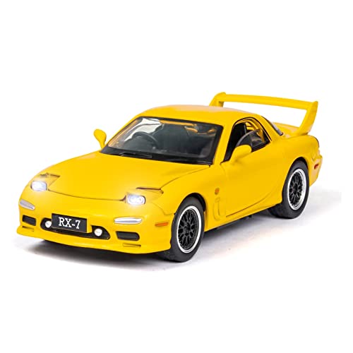 Für Mazdas RX-7 1 32 Alu-Geländewagenmodell Sound Light Pull Back Kinder Metall Spielzeug Fahrzeug Geschenk(Yellow) von BMAONZ