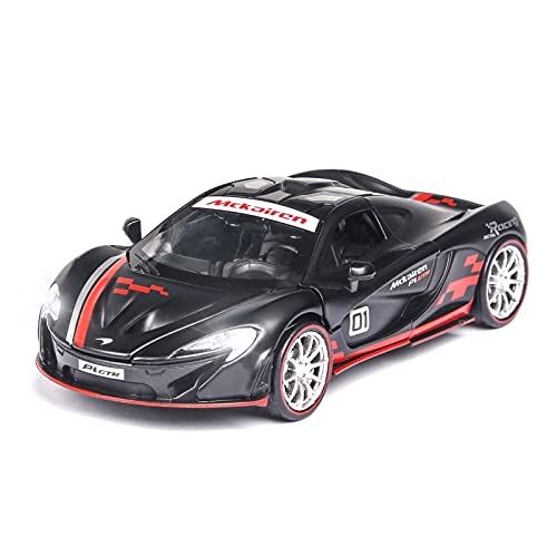 Für McLaren P1 1 32 Aluminium Limited Edition Rennmodell Sound Light Pull Back Spielzeugfahrzeug Ornament Geschenk(Schwarz) von BMAONZ