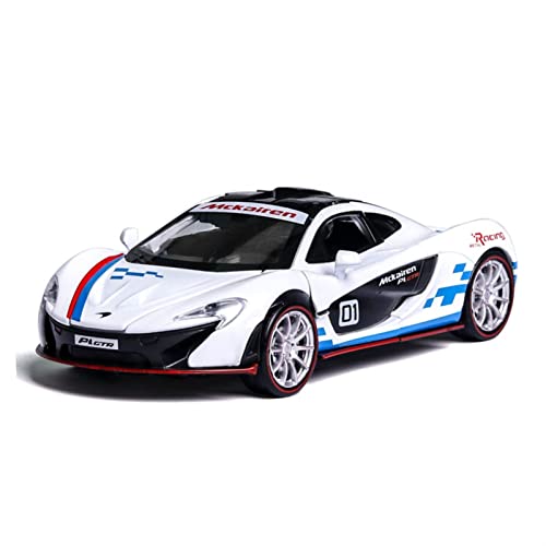 Für McLaren P1 1 32 Aluminium Limited Edition Rennmodell Sound Light Pull Back Spielzeugfahrzeug Ornament Geschenk(White) von BMAONZ