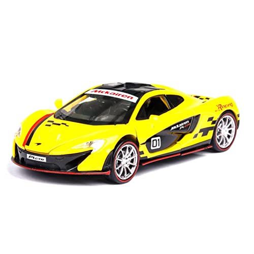 Für McLaren P1 1 32 Aluminium Limited Edition Rennmodell Sound Light Pull Back Spielzeugfahrzeug Ornament Geschenk(Yellow) von BMAONZ