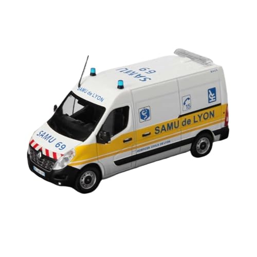 Miniatur Motorfahrzeug-Modelle 1/43 Für Renault Master 2014 Samu De Lyon Legierung Modell Weiß Display Fall Platzierung Überraschung Spielzeug Fertigmodell von BMAONZ