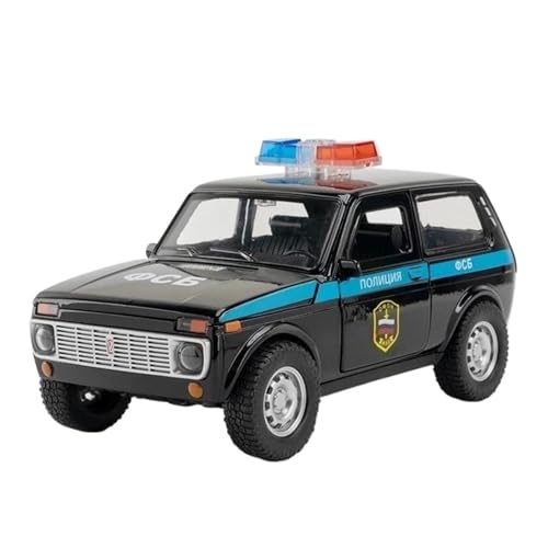 Miniatur Motorfahrzeug-Modelle 1 18 Für Russische Lada NIVA Polizeiauto Modell Metalldruckguss Ton Und Licht Pullback-Tür Kann Geöffnet Werden Fertigmodell(Schwarz) von BMAONZ