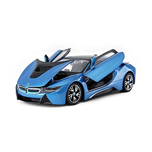 Miniatur Motorfahrzeug-Modelle 1 24 Für I8 Legierung Sportwagen Spielzeug Statische Diecast Automodelle 3 Türen Can Ben Opened Fertigmodell(Blau) von BMAONZ
