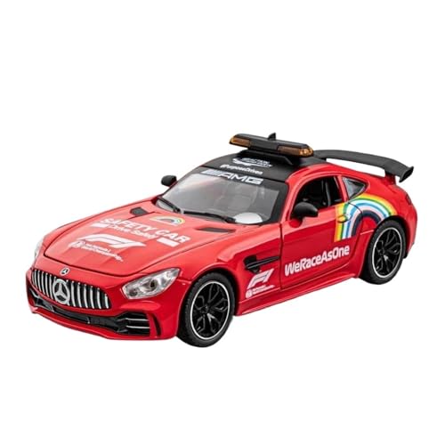 Miniatur Motorfahrzeug-Modelle 1 24 Für Mercedes Benz GTR AMG Supersportwagen Modellauto Druckguss Metallguss Sound Und Licht Auto Fertigmodell(Rot) von BMAONZ