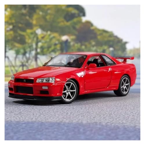 Miniatur Motorfahrzeug-Modelle 1 24 Für Nissan Skyline Ares GTR R34 Druckguss Metall Modell Simulation Miniatur Sammlung Spielzeug Fertigmodell(Rot) von BMAONZ