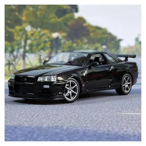 Miniatur Motorfahrzeug-Modelle 1 24 Für Nissan Skyline Ares GTR R34 Druckguss Metall Modell Simulation Miniatur Sammlung Spielzeug Fertigmodell(Schwarz) von BMAONZ