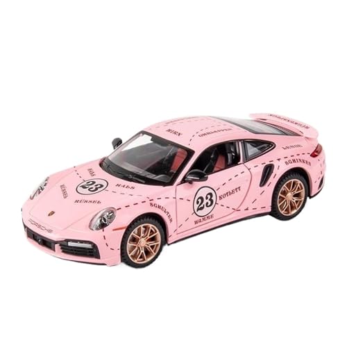 Miniatur Motorfahrzeug-Modelle 1 24 Für Porsche 911 Turbo S Special Edition Maßstab Druckguss Metall Modell Spielzeug Sportwagen Sound Licht Spielzeug Fertigmodell(Rosa) von BMAONZ