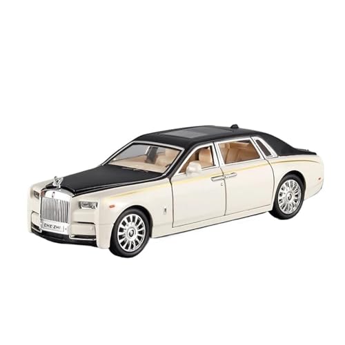 Miniatur Motorfahrzeug-Modelle 1 24 Für Rolls-Royce Phantom Druckguss Auto Sammlung Metall Modellauto Mit Licht Und Sound Pull Back Spielzeugauto Fertigmodell(White) von BMAONZ