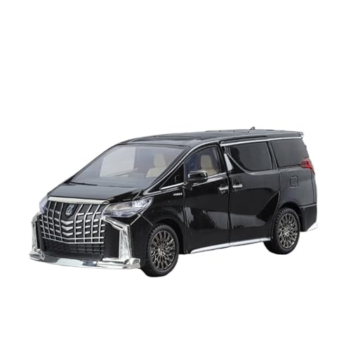 Miniatur Motorfahrzeug-Modelle 1 24 Für Toyota Alphard Legierung Modell Auto Druckguss Metall Modell Mit Sound Und Licht Auto Spielzeug Fertigmodell(Schwarz) von BMAONZ