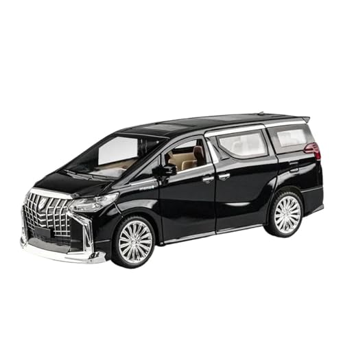 Miniatur Motorfahrzeug-Modelle 1 24 Für Toyota Alphard MPV Druckguss Modell Auto Miniatur Pull-Back Sound Und Licht Türen Können Geöffnet Werden Fertigmodell(Schwarz) von BMAONZ