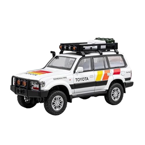 Miniatur Motorfahrzeug-Modelle 1 24 Für Toyota Land Cruiser LC80 SUV Druckguss Metall Sound Und Licht Auto Modell Spielzeug Fahrzeug Fertigmodell(White) von BMAONZ