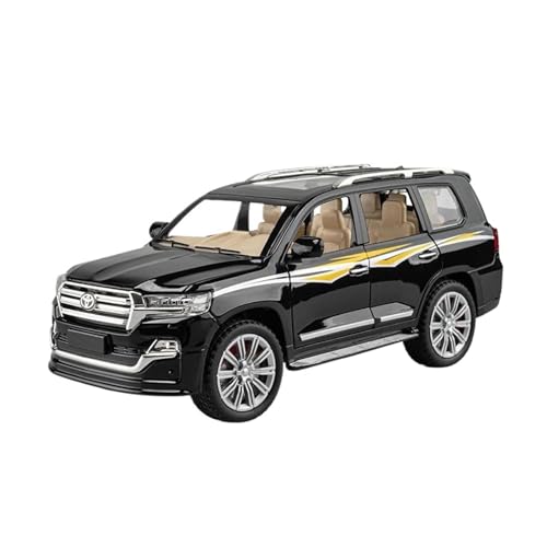 Miniatur Motorfahrzeug-Modelle 1 24 Für Toyota Land Cruiser Offroad-SUV Modellauto Aus Zinklegierung Aus Druckgussmetall Mit Lichtern Und Musik Fertigmodell(Schwarz) von BMAONZ
