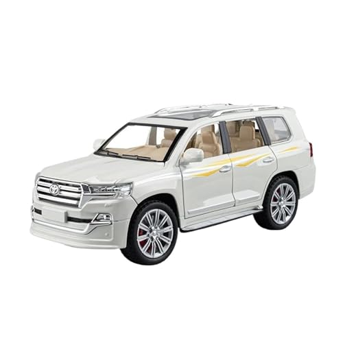 Miniatur Motorfahrzeug-Modelle 1 24 Für Toyota Land Cruiser Offroad-SUV Modellauto Aus Zinklegierung Aus Druckgussmetall Mit Lichtern Und Musik Fertigmodell(White) von BMAONZ