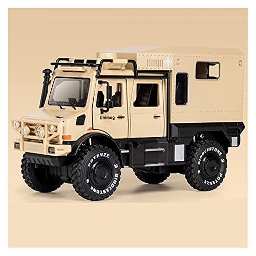 Miniatur Motorfahrzeug-Modelle 1 28 Für Unimog Wohnmobil Zurückziehen Sound Und Licht Automodell Simulation Legierung Auto Diecast Auto Simulation Auto Fertigmodell(Yellow) von BMAONZ
