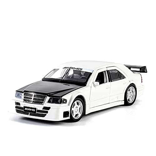 Miniatur Motorfahrzeug-Modelle 1 32 Für AMG W201 Racing Car High Simulation Druckgusslegierung Automodell Mit Soundlicht Fertigmodell(White) von BMAONZ