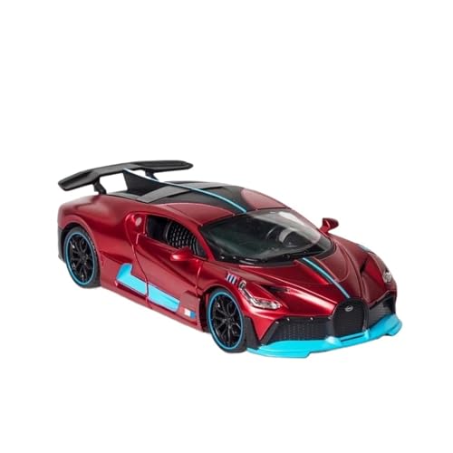 Miniatur Motorfahrzeug-Modelle 1 32 Für Bugatti DIVO Sportwagen-Modell Spielzeug Druckguss Pullback Sound Und Licht Fahrzeug Geschenk Fertigmodell(Rot) von BMAONZ